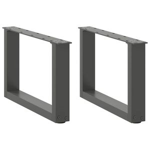 vidaXL P&eacute;s para mesa de centro em forma de U, 2 pe&ccedil;as, antracite, 50x(30-31) cm, a&ccedil;o
