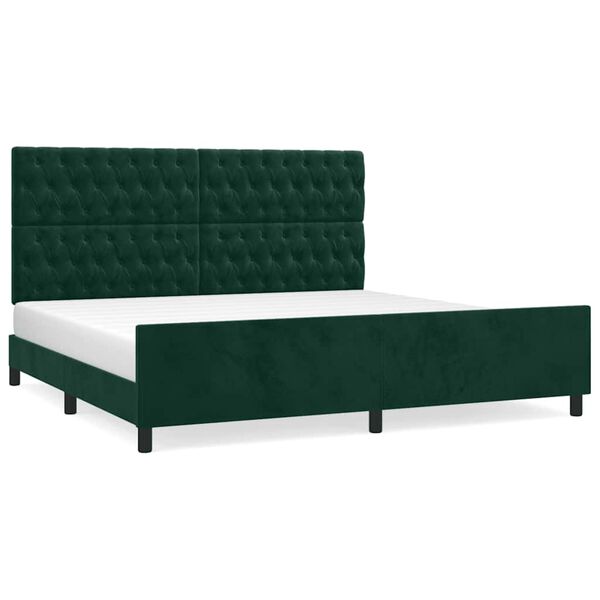 vidaXL Estrutura de cama sem colch&atilde;o 200x200 cm veludo verde-escuro