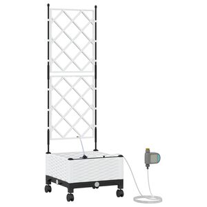 vidaXL Jardineira com Irriga&ccedil;&atilde;o e Rodas Branco 40 x 40 x 132 cm PP