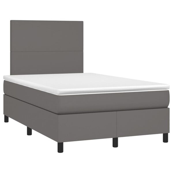 vidaXL Cama boxspring com colch&atilde;o 120x190 cm couro artificial cinzento