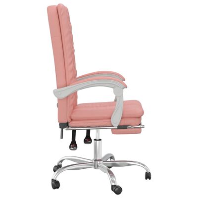 vidaXL Cadeira de escritório reclinável couro artificial rosa