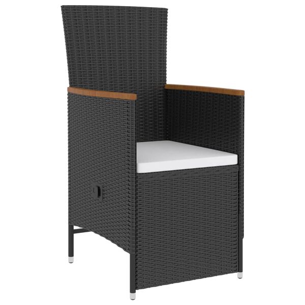 vidaXL 5 pcs conjunto jantar exterior com almofad&otilde;es vime PE preto