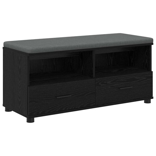 vidaXL Banco de Hall com almofada Carvalho Preto 100 x 38 x 46 cm