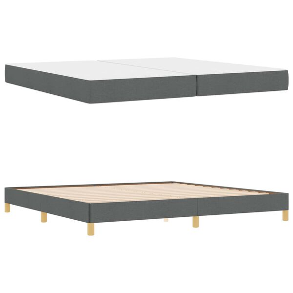 vidaXL Cama Box com colch&atilde;o Cinza Escuro 200 x 200 cm tecido