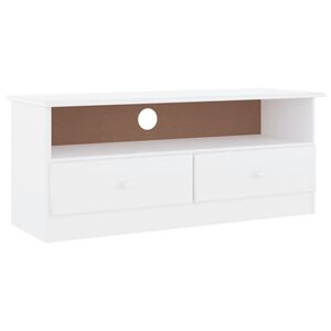 vidaXL M&oacute;vel de TV c/ gavetas ALTA 100x35x41 cm pinho maci&ccedil;o branco