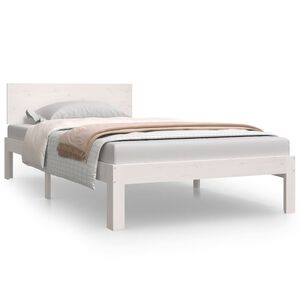 vidaXL Estrutura de cama 100x200 cm pinho maci&ccedil;o branco