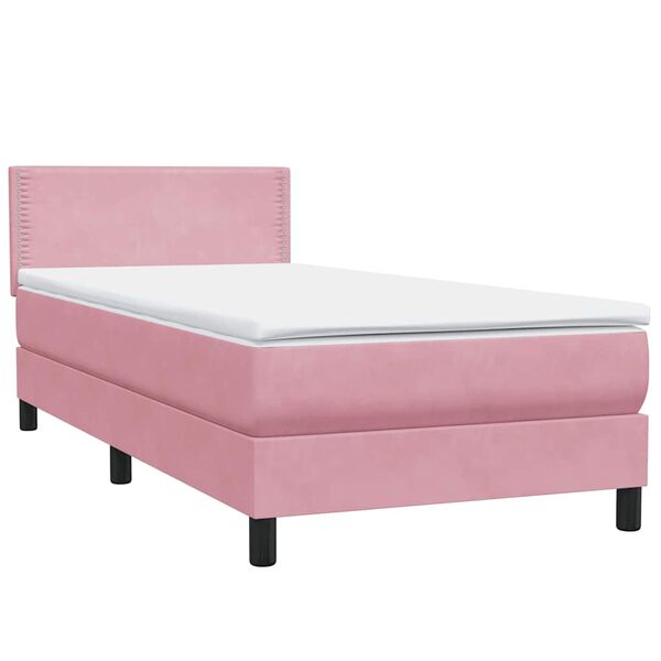 vidaXL Cama com molas/colch&atilde;o 80x220 cm veludo rosa