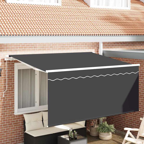 vidaXL Toldo Retr&aacute;til Riscas Manual Antracite 300 x 200 cm tecido