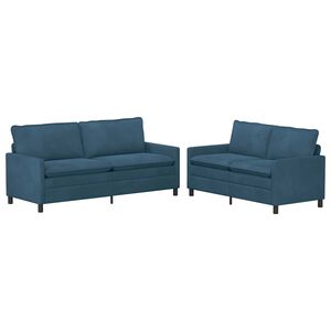 vidaXL Conjunto de Sof&aacute;s 2 unid. Azul Veludo