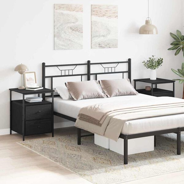 vidaXL Arm&aacute;rio de Cabeceira 2 pcs Carvalho Preto 34 x 35,5 x 50 cm