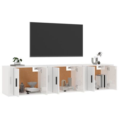 vidaXL Móveis de TV de parede 3 pcs 57x34,5x40 cm branco brilhante