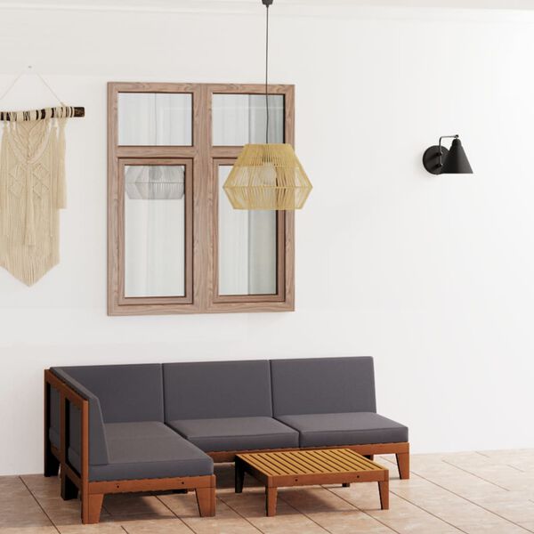 vidaXL 5 pcs conjunto lounge de jardim c/ almofad&otilde;es ac&aacute;cia maci&ccedil;a