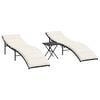 vidaXL Espregui&ccedil;adeiras com mesa 2 pcs vime PE preto