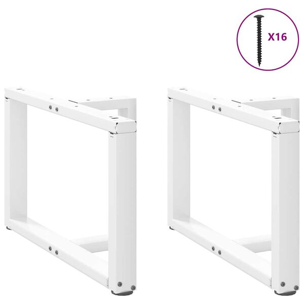vidaXL P&eacute;s para mesa de centro em forma de T, 2 pe&ccedil;as, branco, 70x25x(42-43) cm, a&ccedil;o