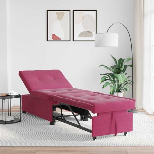 vidaXL Sof&aacute;-Cama Vinho Vermelho 194 x 67 x 82 cm Veludo