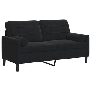 vidaXL Sof&aacute; 2 lugares c/ almofadas decorativas 140 cm veludo preto