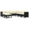 vidaXL 9 pcs conjunto lounge de jardim c/ almofad&otilde;es vime PE preto