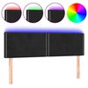 vidaXL Cabeceira de cama c/ luzes LED veludo 144x5x78/88 cm preto