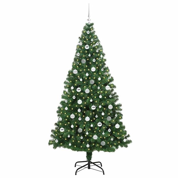 vidaXL &Aacute;rvore de Natal Artificial Verde 210 cm PVC, A&ccedil;o e Pl&aacute;stico