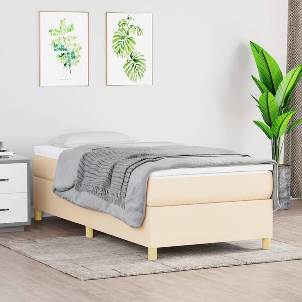 vidaXL Cama com molas/colch&atilde;o 80x200 cm tecido cor cr&egrave;me