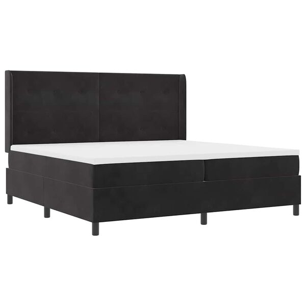 vidaXL Cama Box com colch&atilde;o com cabeceira Preto 200 x 200 cm Veludo