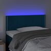 vidaXL Cabeceira de cama c/ luzes LED veludo 100x5x78/88cm azul-escuro
