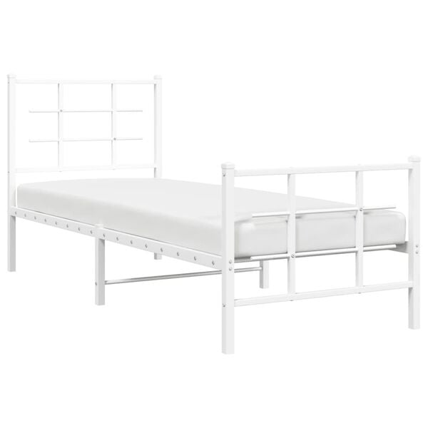 vidaXL Estrutura de cama com cabeceira e p&eacute;s 80x200 cm metal branco