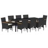 vidaXL Conjunto de Jantar para Jardim 9 unid. Preto vime PE