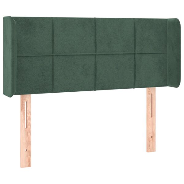 vidaXL Cabeceira cama c/ luzes LED veludo 93x16x78/88 cm verde-escuro