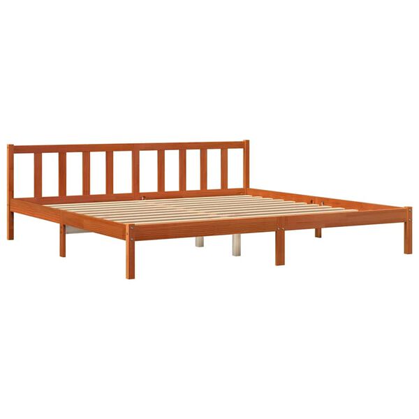 vidaXL Cama sem colchão 200x200 cm pinho maciço castanho-mel