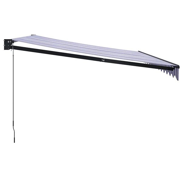 vidaXL Toldo retr&aacute;til 4x3 m tecido e alum&iacute;nio azul e branco