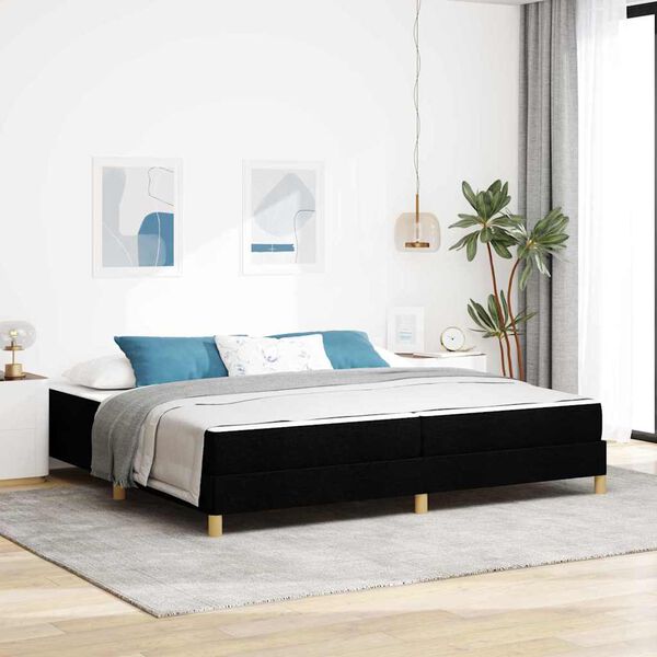 vidaXL Cama Box com colch&atilde;o Preto 200 x 200 cm tecido