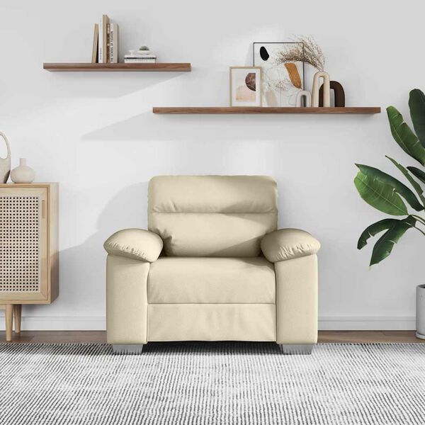vidaXL Poltrona 100x81x84 cm couro artificial creme