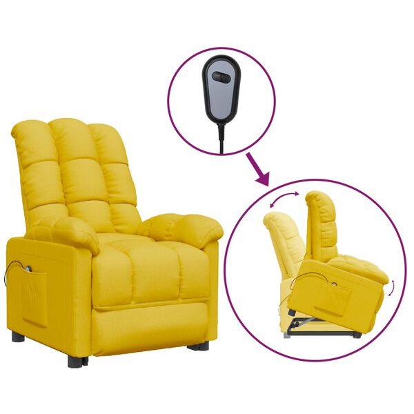 vidaXL Poltrona elevat&oacute;ria tecido amarelo