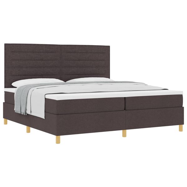 vidaXL Cama Box com colch&atilde;o Marrom Escuro 200 x 200 cm tecido