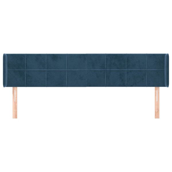 vidaXL Cabeceira de cama c/ abas tecido 183x16x78/88cm azul-escuro
