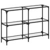 vidaXL Mesa consola com tampo em vidro transparente 118,5x30x81 cm a&ccedil;o