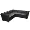 vidaXL Sof&aacute; de canto Chesterfield 5 lugares couro artificial preto