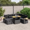 vidaXL 8 pcs conjunto sof&aacute;s de jardim com almofad&otilde;es vime PE preto