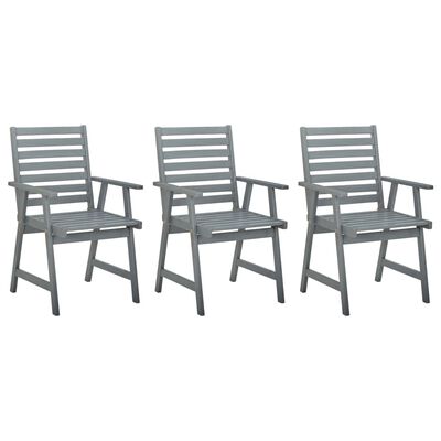 vidaXL Cadeiras de jantar para jardim 3 pcs acácia maciça cinzento