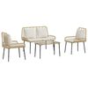 vidaXL Conjunto de M&oacute;veis de Jardim 4 unid. Preto e Creme vime PE