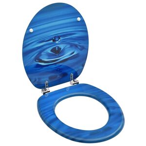 vidaXL Assento sanita c/ tampa MDF design gotas de &aacute;gua azul