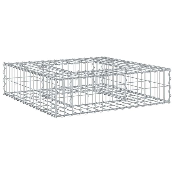 vidaXL Cama elevada de gabi&atilde;o Prateado 80 x 80 x 20 cm A&ccedil;o Galvanizado
