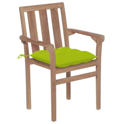 vidaXL Cadeiras de jardim empilháveis c/ almofadões 4 pcs teca maciça