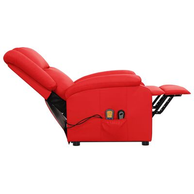 vidaXL Poltrona de massagens elevatória couro artificial vermelho