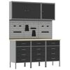 vidaXL Arm&aacute;rio de Trabalho 8 unid. Preto Madeira de Engenharia e A&ccedil;o