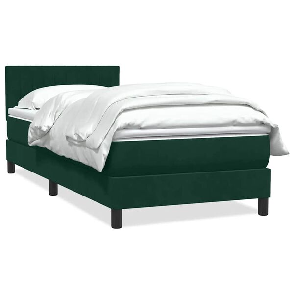 vidaXL Cama com molas/colch&atilde;o verde-escuro 80x220 cm veludo