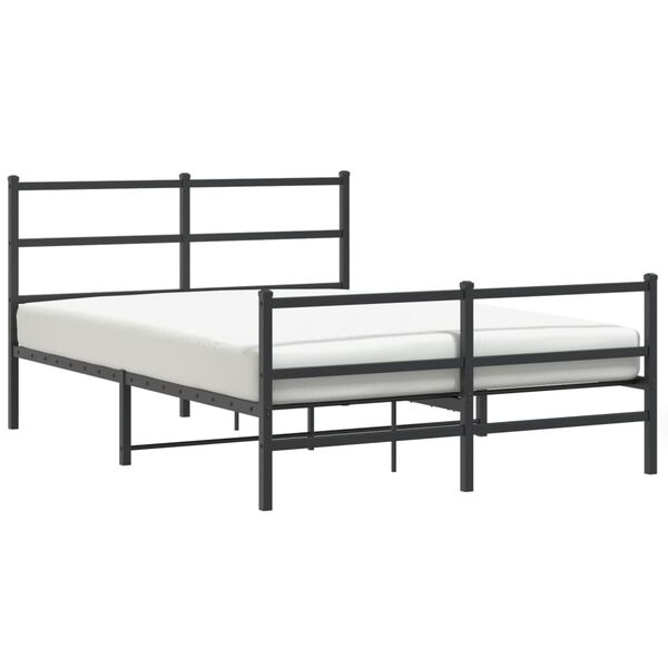 vidaXL Estrutura de cama com cabeceira e p&eacute;s 140x190 cm metal preto