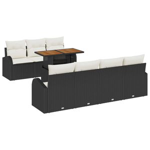 vidaXL Conjunto de Sof&aacute; de Jardim 8 pcs Preto Rattan Sint&eacute;tico