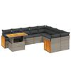 vidaXL 10 pcs conjunto sof&aacute;s de jardim c/ almofad&otilde;es vime PE cinzento